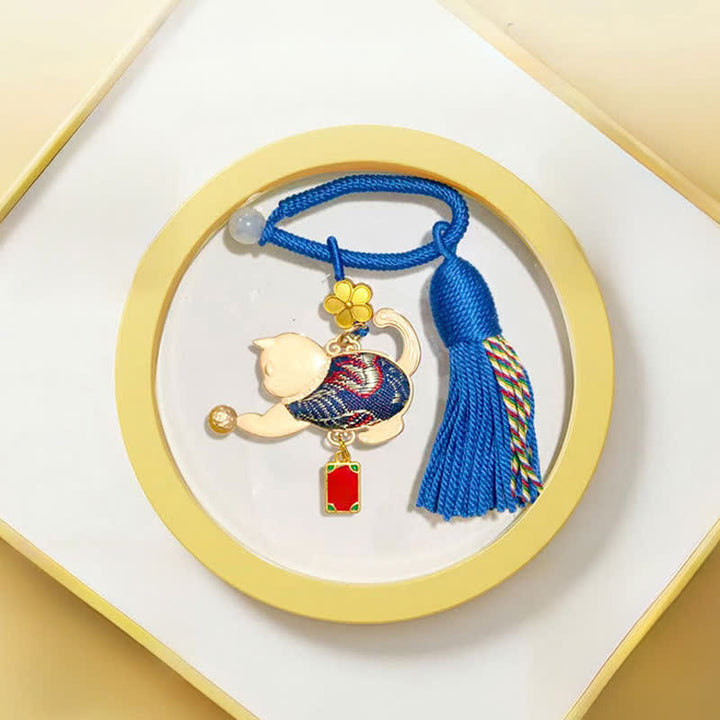 Buddha Stones Song Brocade Lucky Winking Cat Tassel Geschenkbox Schlüsselanhänger - Blau - Song Brocade (Wohlstand♥Harmonie) - image 6