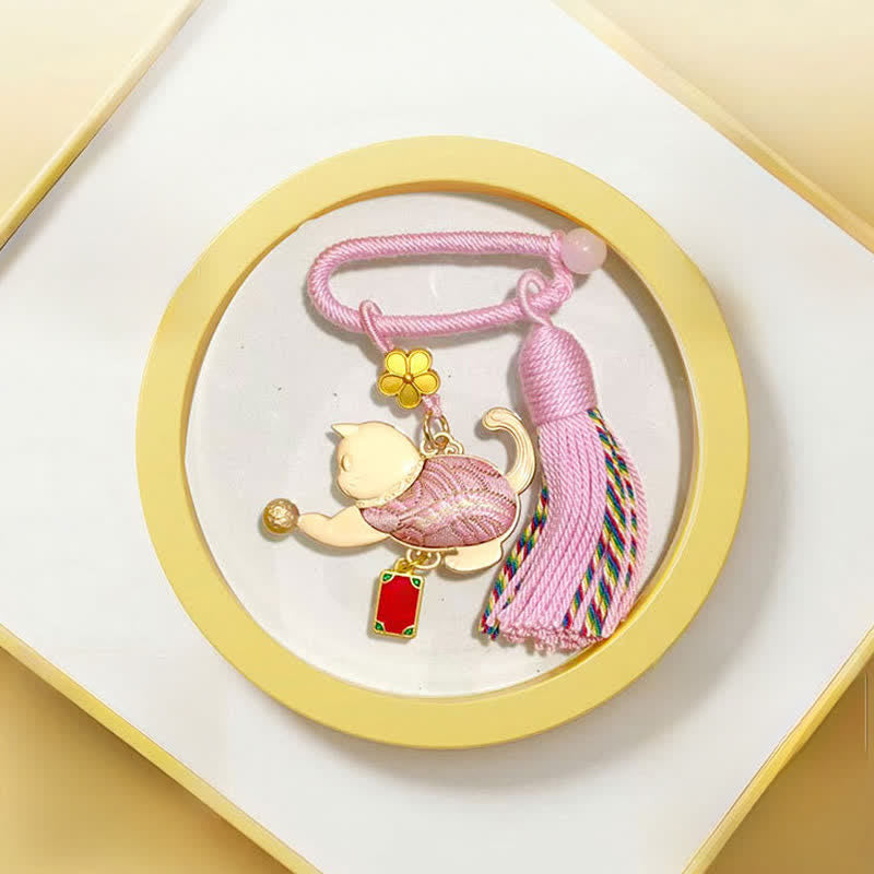 Buddha Stones Song Brocade Lucky Winking Cat Tassel Geschenkbox Schlüsselanhänger - Rosa - Song Brocade (Wohlstand♥Harmonie) - image 7