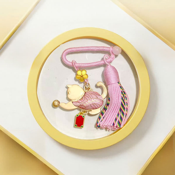 Buddha Stones Song Brocade Lucky Winking Cat Tassel Geschenkbox Schlüsselanhänger - Rosa - Song Brocade (Wohlstand♥Harmonie) - image 7