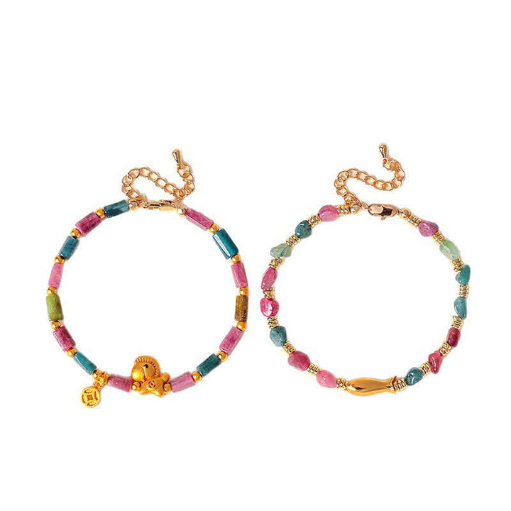 Buddha Stones Regenbogen-Turmalin-Koi-Fisch-Rohschliff-Armband - image 7