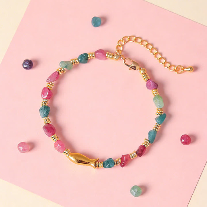 Buddha Stones Regenbogen-Turmalin-Koi-Fisch-Rohschliff-Armband - image 1
