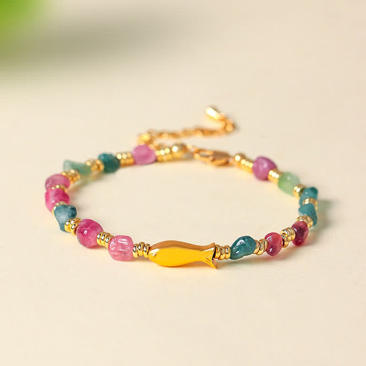 Buddha Stones Regenbogen-Turmalin-Koi-Fisch-Rohschliff-Armband - image 4