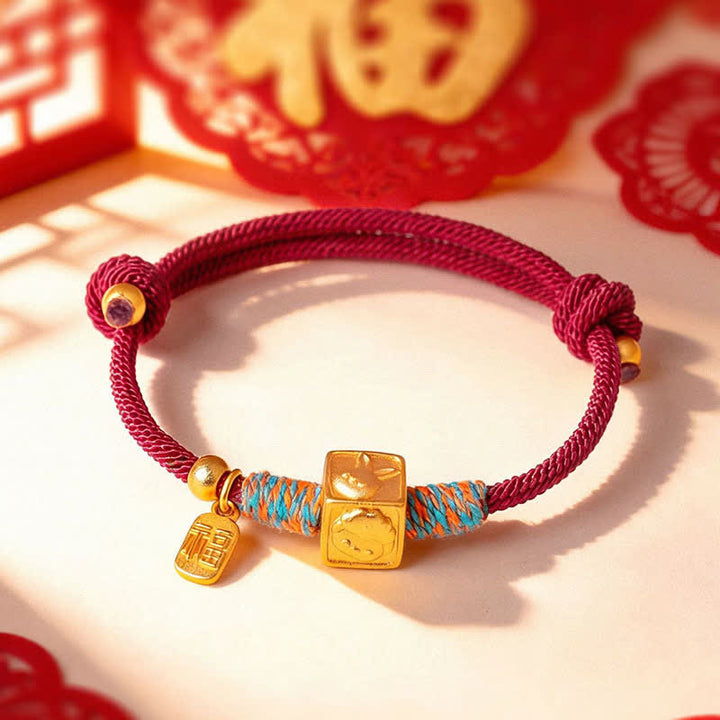Buddha Stones Handgefertigtes rotes Armband mit drei Symbolen der chinesischen Tierkreiszeichen zum Schutz der drei Harmonien - image 12