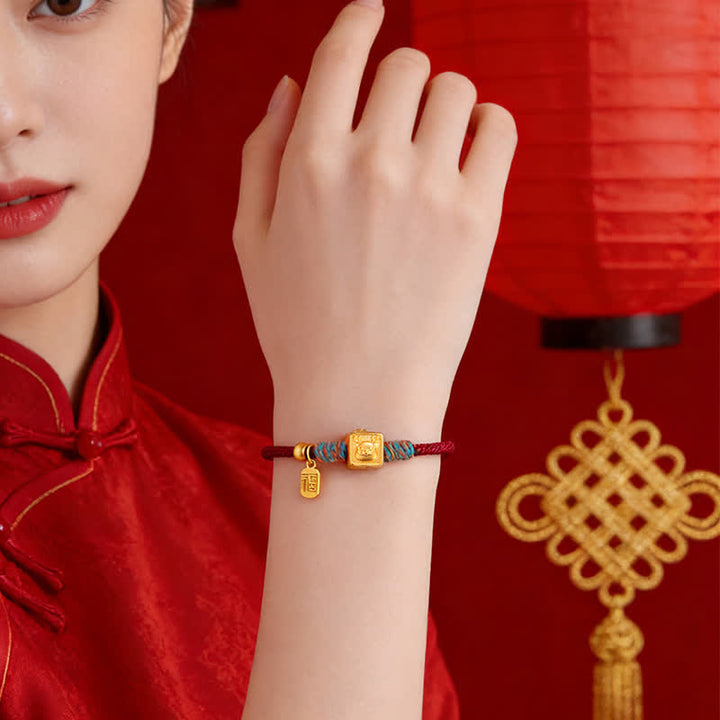 Buddha Stones Handgefertigtes rotes Armband mit drei Symbolen der chinesischen Tierkreiszeichen zum Schutz der drei Harmonien - image 15