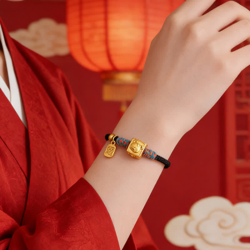 Buddha Stones Handgefertigtes rotes Armband mit drei Symbolen der chinesischen Tierkreiszeichen zum Schutz der drei Harmonien - image 16