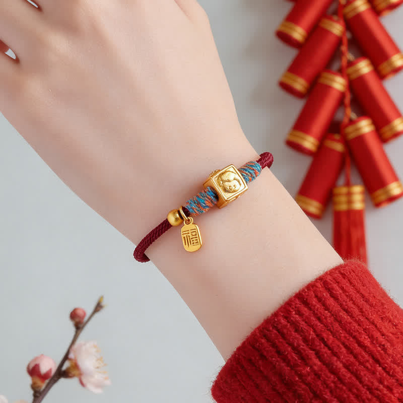 Buddha Stones Handgefertigtes rotes Armband mit drei Symbolen der chinesischen Tierkreiszeichen zum Schutz der drei Harmonien - image 14