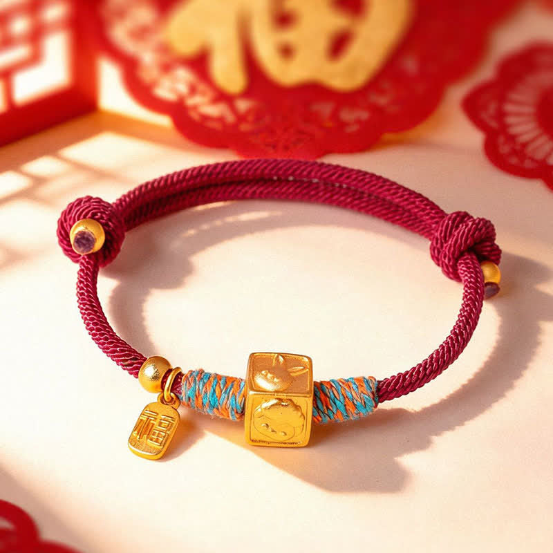 Buddha Stones Handgefertigtes rotes Armband mit chinesischen Tierkreiszeichen-Glücksbringern (Fu) - image 14
