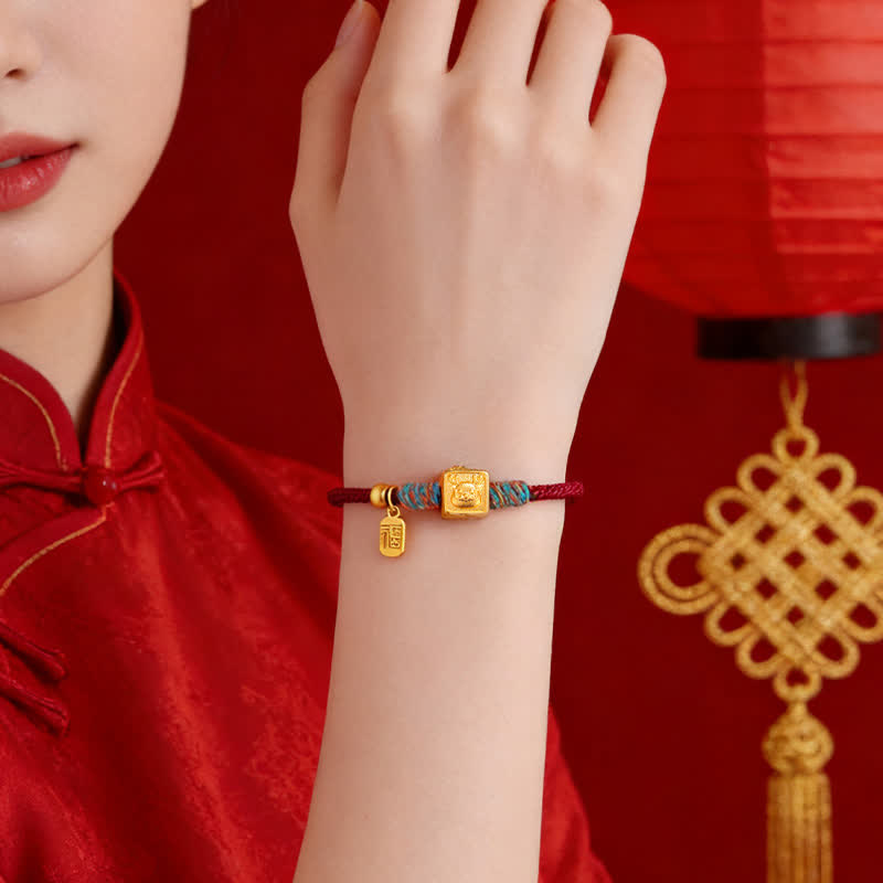Buddha Stones Handgefertigtes rotes Armband mit chinesischen Tierkreiszeichen-Glücksbringern (Fu) - image 17