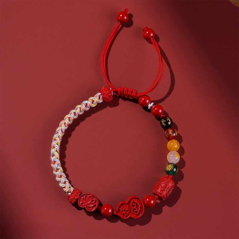 Buddha Stones Cinnabar Fu Charakter Kürbis Glück Handgewebtes rotes Schnurarmband - Fu-Charakter (Glück ♥ Segen) - Zinnober (Segen♥Ruhe) - image 0