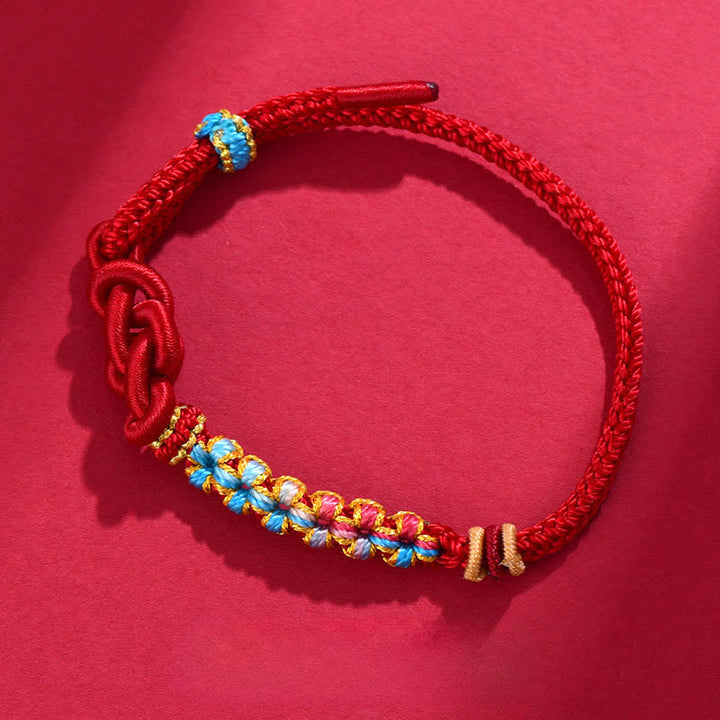 Buddha Stones Handgewebtes rotes Armband mit chinesischer Knotentechnik – Glücksbringer - image 1