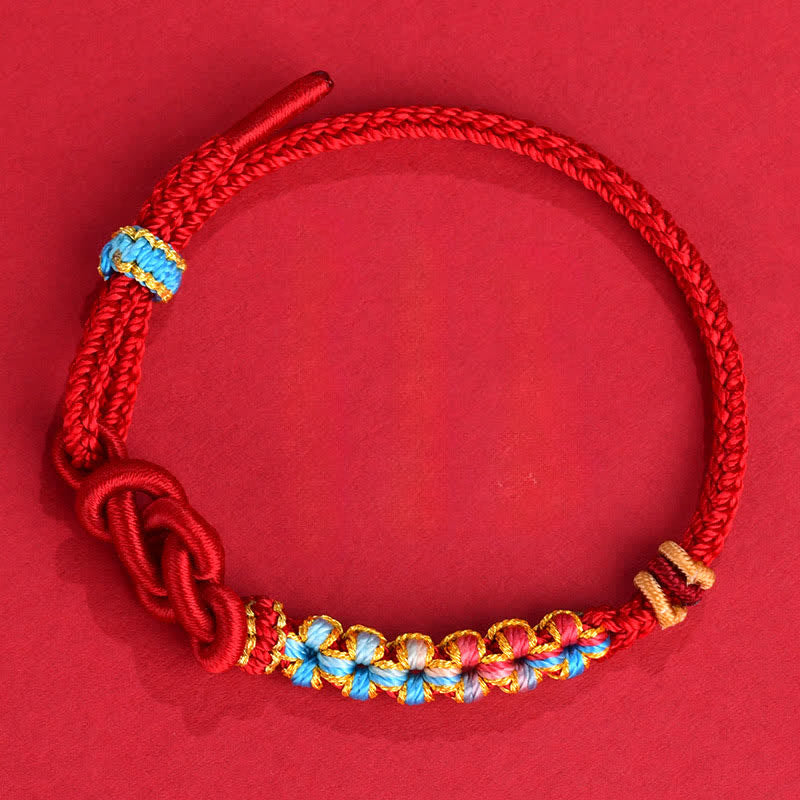 Buddha Stones Handgewebtes rotes Armband mit chinesischer Knotentechnik – Glücksbringer - Chinesische Knoten (Glück ♥ Reichtum) - Roter Faden (Schutz♥Glück) - image 0