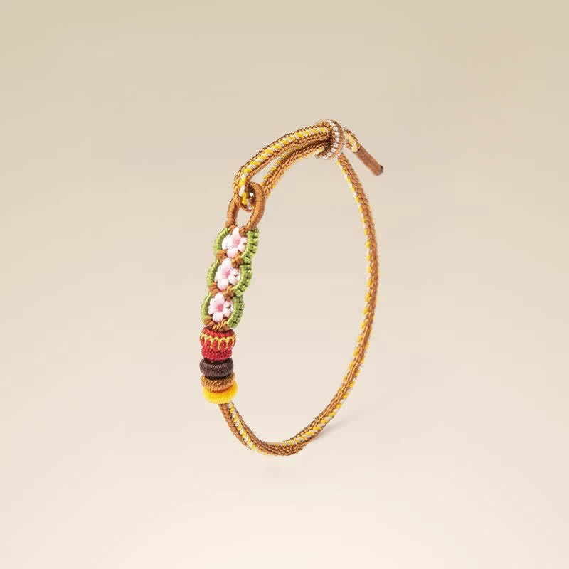 Buddha Stones Handgewebtes, verstellbares Armband mit chinesischem Knotenmuster und Blumenmuster. - image 3