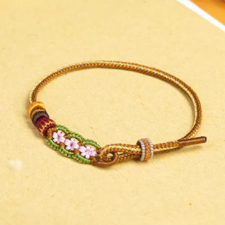 Buddha Stones Handgewebtes, verstellbares Armband mit chinesischem Knotenmuster und Blumenmuster. - image 2