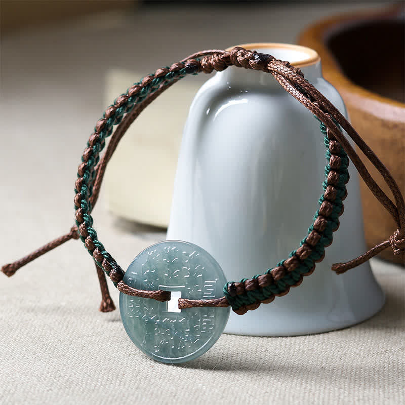 Buddha Stones Jade Peace Buckle Handgewebtes Armband für mehr Ruhe und Gelassenheit, verstellbar - image 2