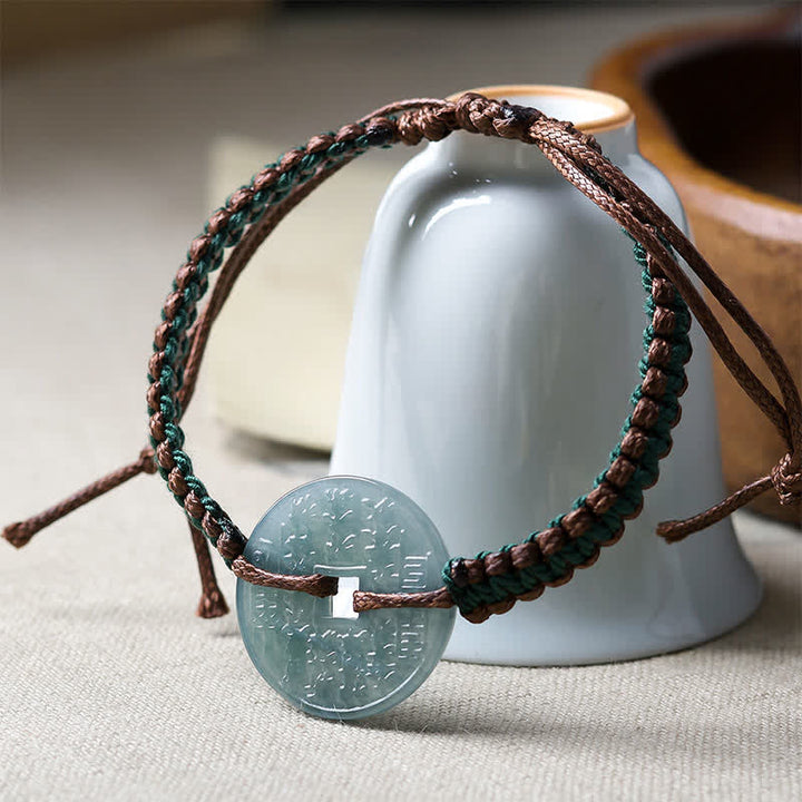 Buddha Stones Jade Peace Buckle Handgewebtes Armband für mehr Ruhe und Gelassenheit, verstellbar - image 2