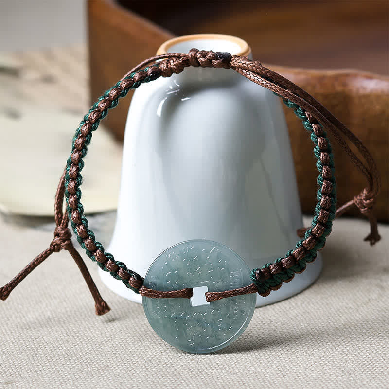 Buddha Stones Jade Peace Buckle Handgewebtes Armband für mehr Ruhe und Gelassenheit, verstellbar - image 3