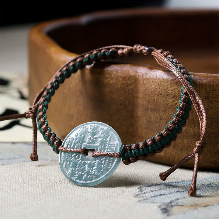 Buddha Stones Jade Peace Buckle Handgewebtes Armband für mehr Ruhe und Gelassenheit, verstellbar - image 4