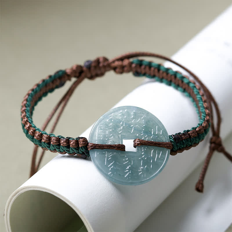 Buddha Stones Jade Peace Buckle Handgewebtes Armband für mehr Ruhe und Gelassenheit, verstellbar - Natürlicher Jade (Wohlstand♥Glück) - image 0