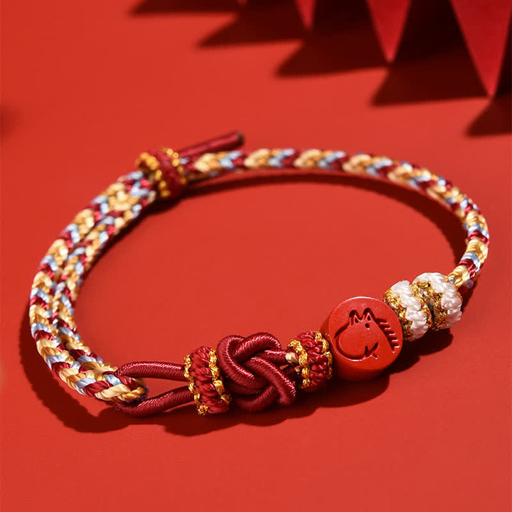 Buddha Stones Zinnoberrotes, handgewebtes Armband mit Konzentrationssymbolen des chinesischen Tierkreises - image 19
