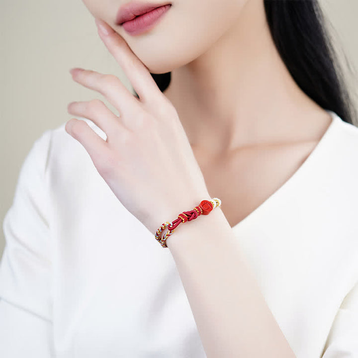 Buddha Stones Zinnoberrotes, handgewebtes Armband mit Konzentrationssymbolen des chinesischen Tierkreises - image 23