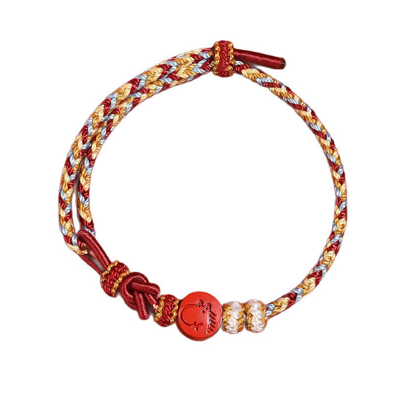 Buddha Stones Zinnoberrotes, handgewebtes Armband mit Konzentrationssymbolen des chinesischen Tierkreises - image 21