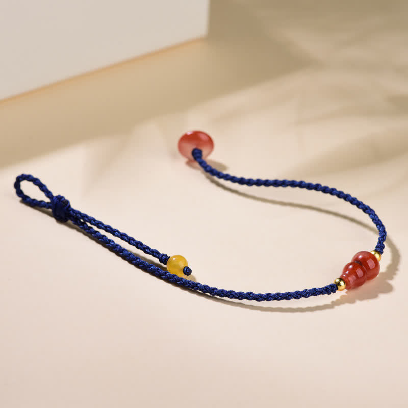 Buddha Stones Südroter Achat-Kürbis, positives handgewebtes blaues Schnurarmband - image 3