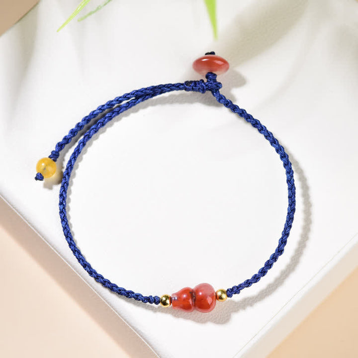 Buddha Stones Südroter Achat-Kürbis, positives handgewebtes blaues Schnurarmband - image 6