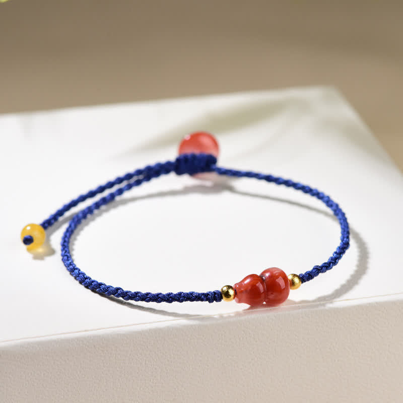Buddha Stones Südroter Achat-Kürbis, positives handgewebtes blaues Schnurarmband - image 4