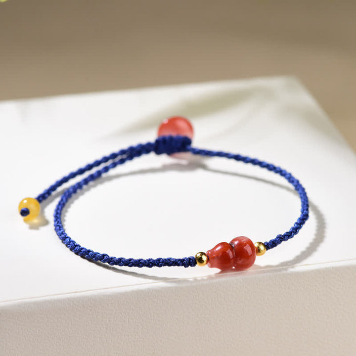 Buddha Stones Südroter Achat-Kürbis, positives handgewebtes blaues Schnurarmband - image 4