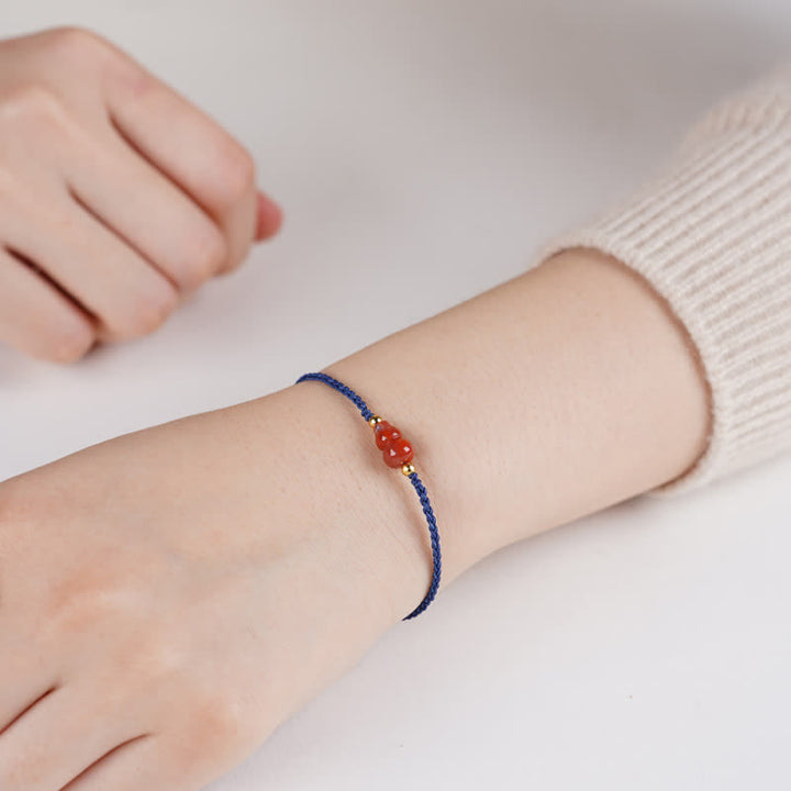 Buddha Stones Südroter Achat-Kürbis, positives handgewebtes blaues Schnurarmband - image 9