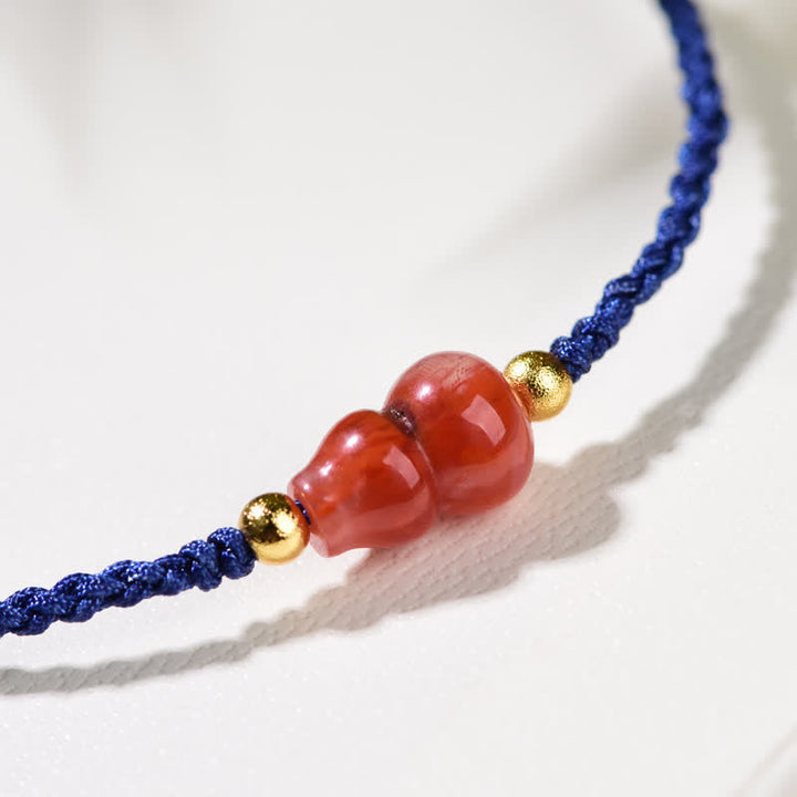 Buddha Stones Südroter Achat-Kürbis, positives handgewebtes blaues Schnurarmband - image 8