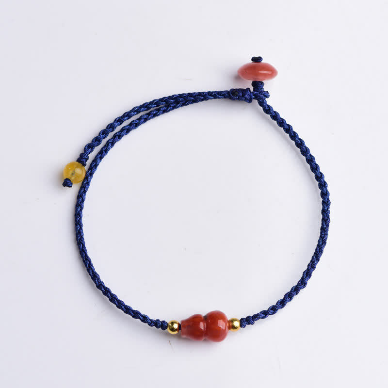 Buddha Stones Südroter Achat-Kürbis, positives handgewebtes blaues Schnurarmband - image 7