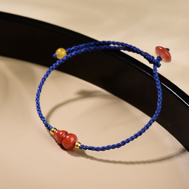 Buddha Stones Südroter Achat-Kürbis, positives handgewebtes blaues Schnurarmband - Südlicher roter Achat (Selbstvertrauen♥Leidenschaft) - image 0