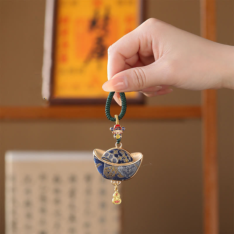 Buddha Stones Song-Brokat-Yuanbao-Glück-Schlüsselanhänger - image 3