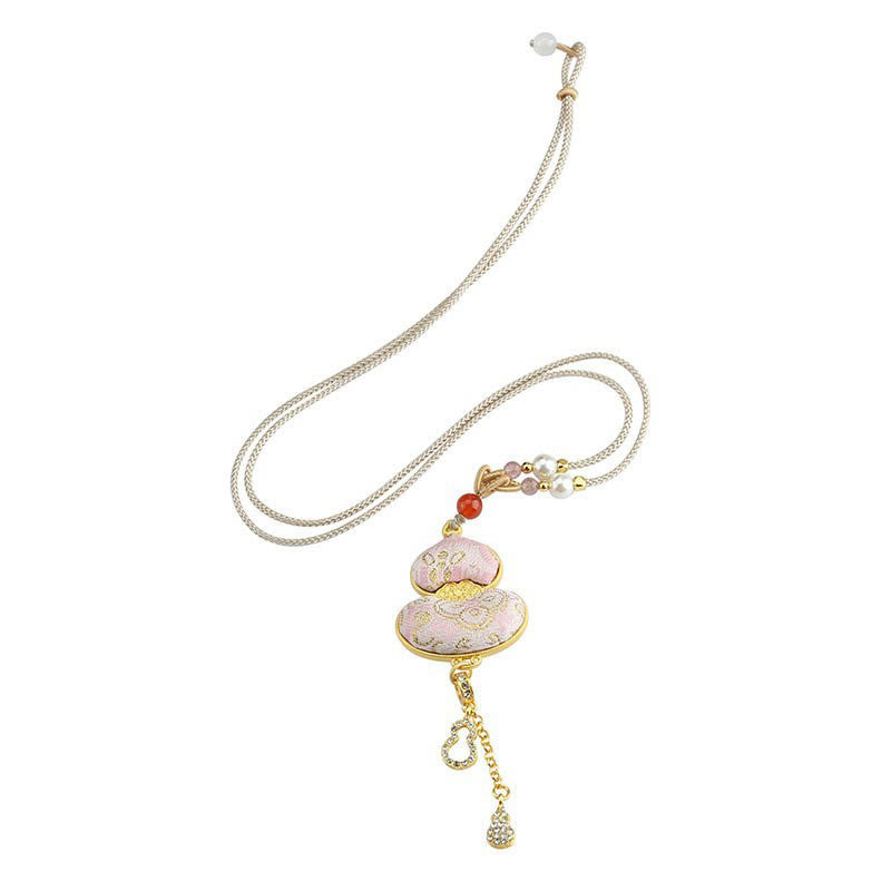 Buddha Stones Elegante Halskette aus Brokatkürbis mit Songmotiv - image 3