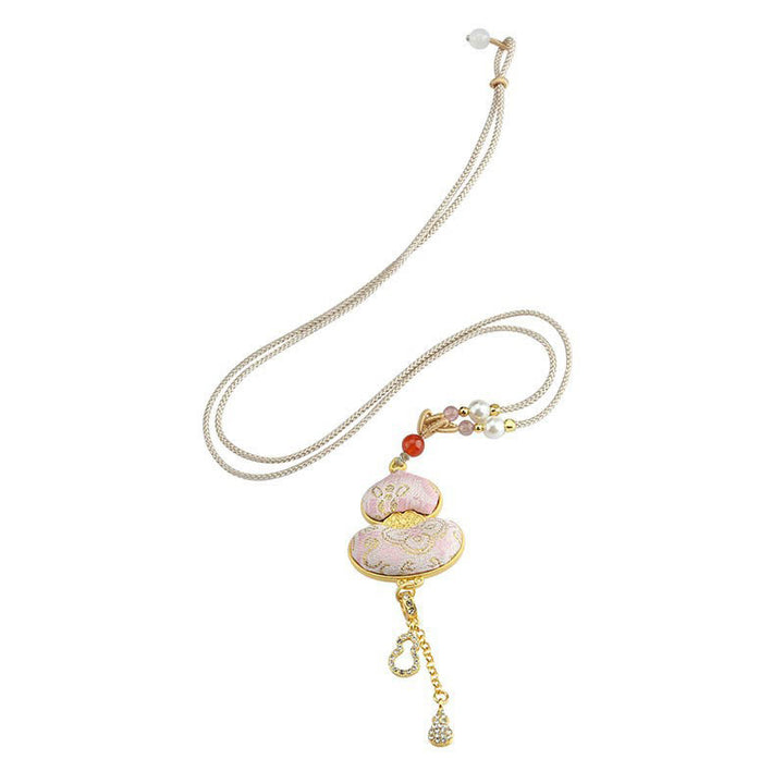 Buddha Stones Elegante Halskette aus Brokatkürbis mit Songmotiv - image 3