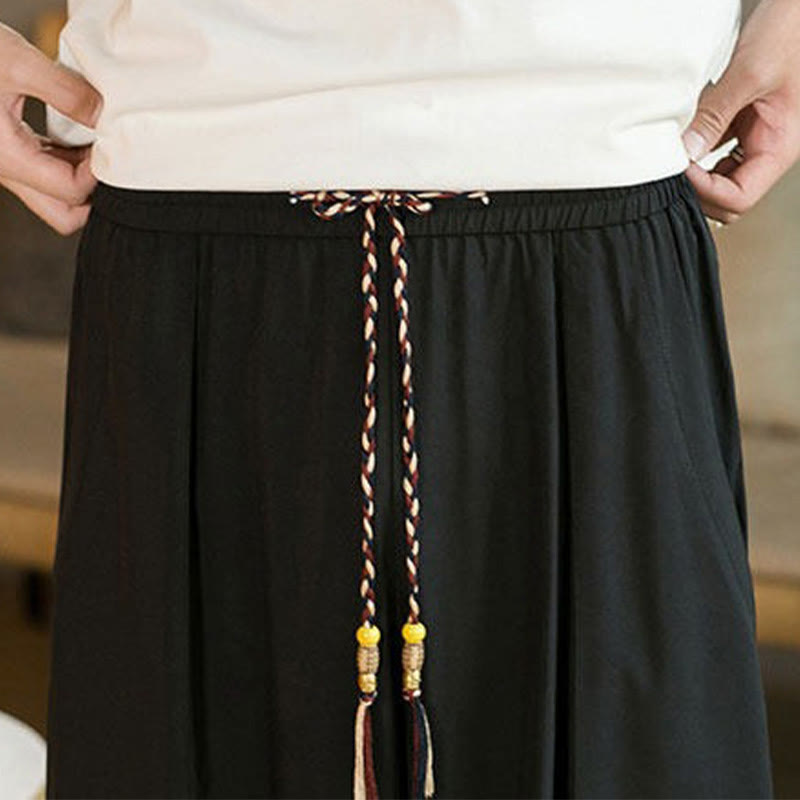 Buddha Stones Lässige, knöchellange Herren-Haremshose im Vintage-Stil mit Kordelzug und Taschen - image 9