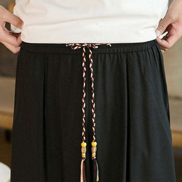 Buddha Stones Lässige, knöchellange Herren-Haremshose im Vintage-Stil mit Kordelzug und Taschen - image 9