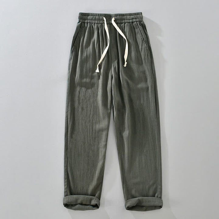 Buddha Stones Lässige, lange Herrenhose im Vintage-Stil mit Kordelzug und Taschen - Dunkelolivgrün - US/ UK/AU42, EU52 (3XL) - image 0