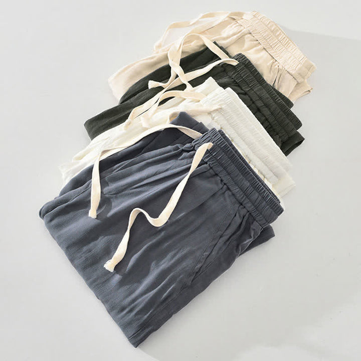 Buddha Stones Lässige, lange Herrenhose im Vintage-Stil mit Kordelzug und Taschen - image 13