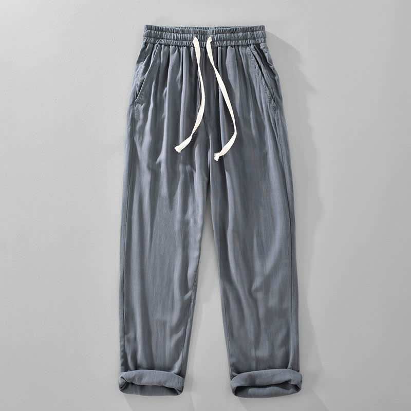 Buddha Stones Lässige, lange Herrenhose im Vintage-Stil mit Kordelzug und Taschen - Schiefergrau - US/ UK/AU42, EU52 (3XL) - image 1
