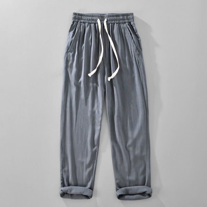Buddha Stones Lässige, lange Herrenhose im Vintage-Stil mit Kordelzug und Taschen - Schiefergrau - US/ UK/AU42, EU52 (3XL) - image 1