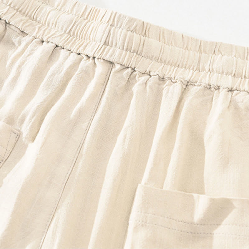Buddha Stones Lässige, lange Herrenhose im Vintage-Stil mit Kordelzug und Taschen - image 5