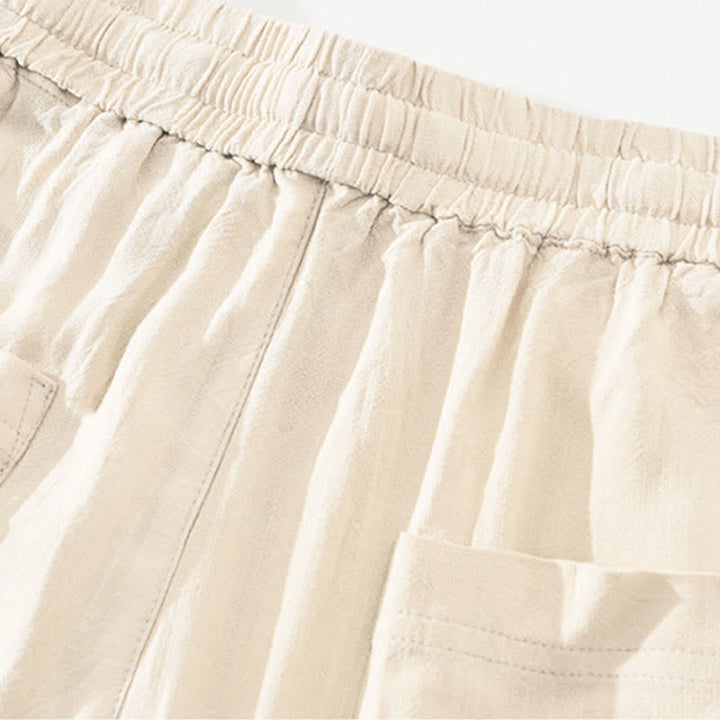 Buddha Stones Lässige, lange Herrenhose im Vintage-Stil mit Kordelzug und Taschen - image 5