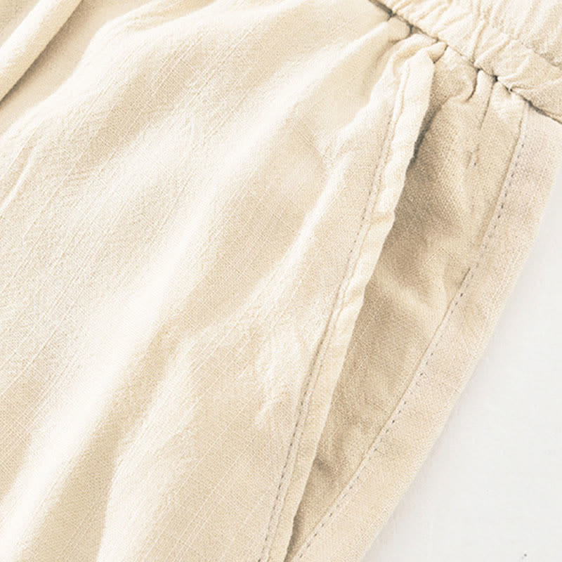 Buddha Stones Lässige, lange Herrenhose im Vintage-Stil mit Kordelzug und Taschen - image 8