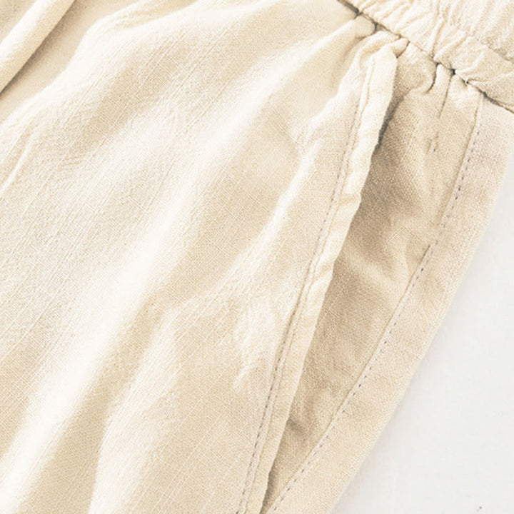 Buddha Stones Lässige, lange Herrenhose im Vintage-Stil mit Kordelzug und Taschen - image 8