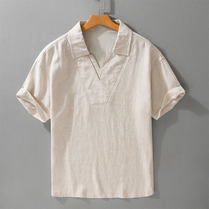Buddha Stones Lässige, minimalistische, einfarbige Sommerhemden für Herren - Leinen - US/ UK/AU46, EU56 (5XL) - image 0