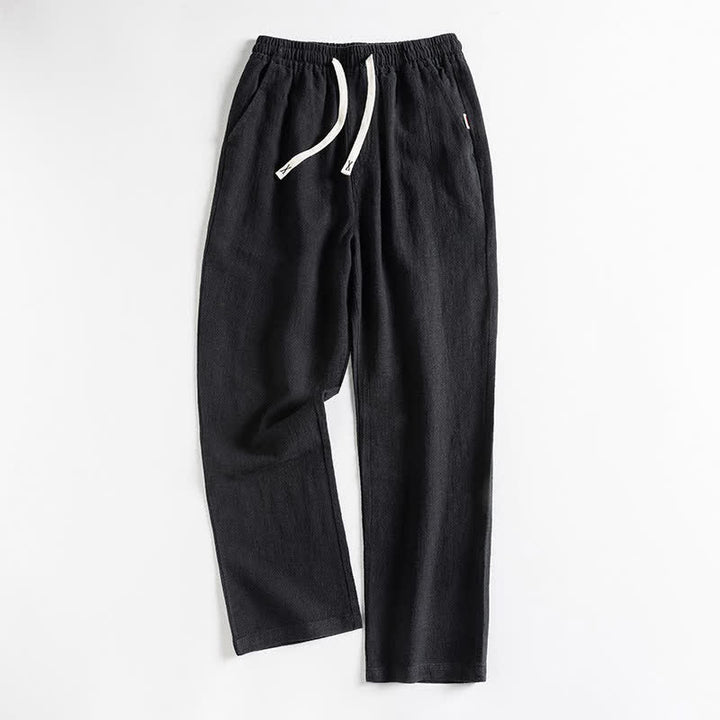 Buddha Stones Lässige, minimalistische Herrenhose mit Kordelzug und Tasche für den Frühling – einfarbig, schmal zulaufend, mit Tasche - Schwarz - US/ UK/AU44, EU54 (4XL) - image 2