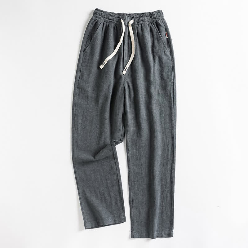 Buddha Stones Lässige, minimalistische Herrenhose mit Kordelzug und Tasche für den Frühling – einfarbig, schmal zulaufend, mit Tasche - DimGray - US/ UK/AU44, EU54 (4XL) - image 11
