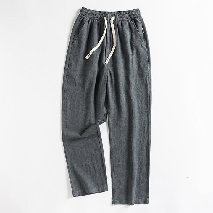 Buddha Stones Lässige, minimalistische Herrenhose mit Kordelzug und Tasche für den Frühling – einfarbig, schmal zulaufend, mit Tasche - DimGray - US/ UK/AU46, EU56 (5XL) - image 11